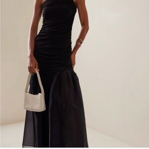 STAUD Liya Black Strapless Dress